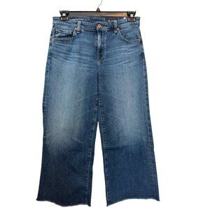 AG Adriano Goldschmied Wide Leg Crop Mid Rise Jeans Women Size 28 Blue Denim Mad
